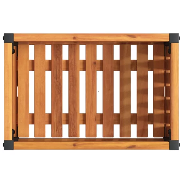 tömör akácfa és acél kerti virágtartó 45 x 30 x 27,5 cm