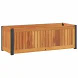 tömör akácfa és acél kerti virágtartó 80 x 30 x 27,5 cm