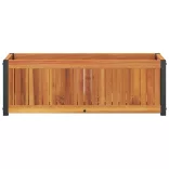 tömör akácfa és acél kerti virágtartó 80 x 30 x 27,5 cm