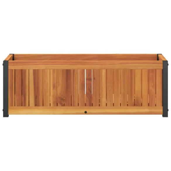 tömör akácfa és acél kerti virágtartó 80 x 30 x 27,5 cm