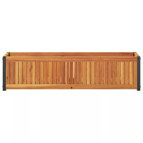 tömör akácfa és acélkerti virágtartó 110 x 30 x 27,5 cm