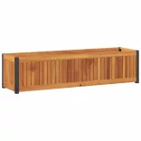 tömör akácfa és acélkerti virágtartó 110 x 30 x 27,5 cm