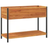 tömör akácfa és acél kerti virágtartó polccal 110 x 45 x 80 cm