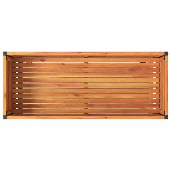 tömör akácfa és acél kerti virágtartó polccal 110 x 45 x 80 cm