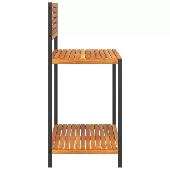 tömör akácfa és acél kerti munkaasztal 90 x 50 x 110 cm