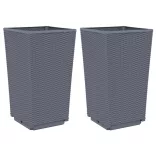 2 db kékszürke polipropilén kerti ültetőláda 32,5 x 32,5 x 57 cm