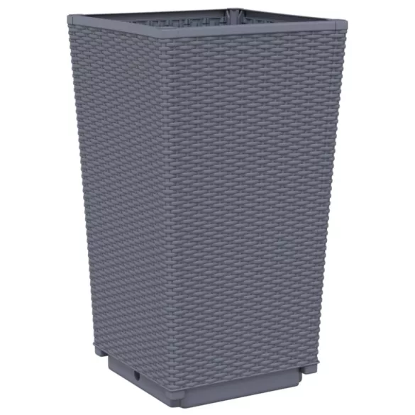 2 db kékszürke polipropilén kerti ültetőláda 32,5 x 32,5 x 57 cm