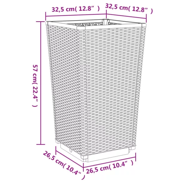 2 db világosszürke polipropilén kerti virágláda 32,5x32,5x57 cm