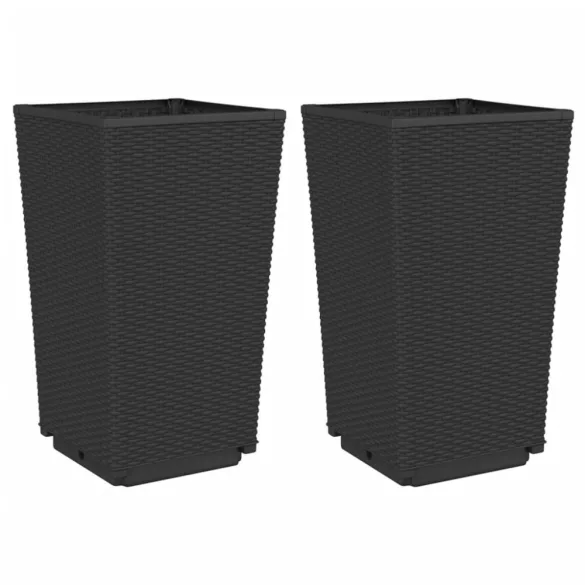 2 db fekete polipropilén kerti ültetőláda 32,5 x 32,5 x 57 cm