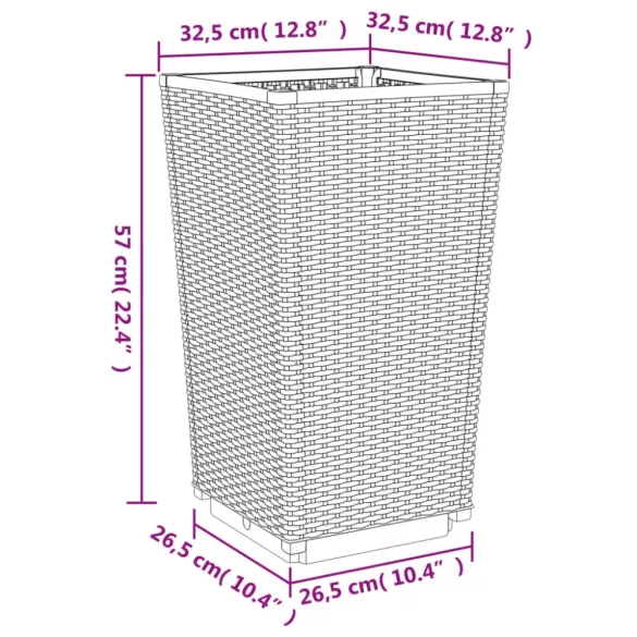 2 db fehér polipropilén kerti ültetőláda 32,5 x 32,5 x 57 cm