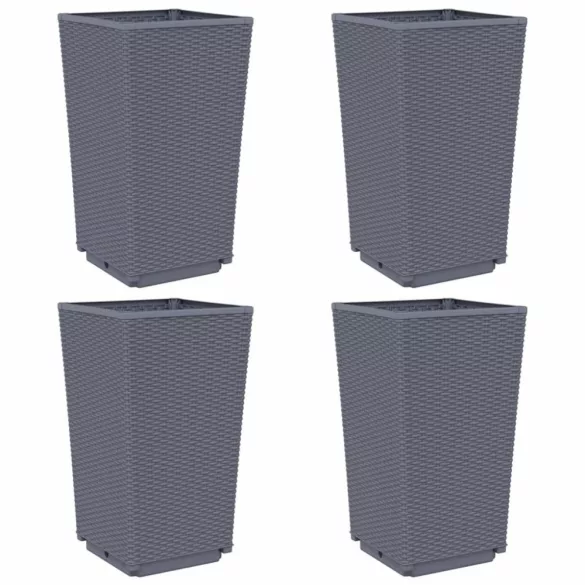 4 db kékszürke polipropilén kerti ültetőláda 32,5 x 32,5 x 57 cm