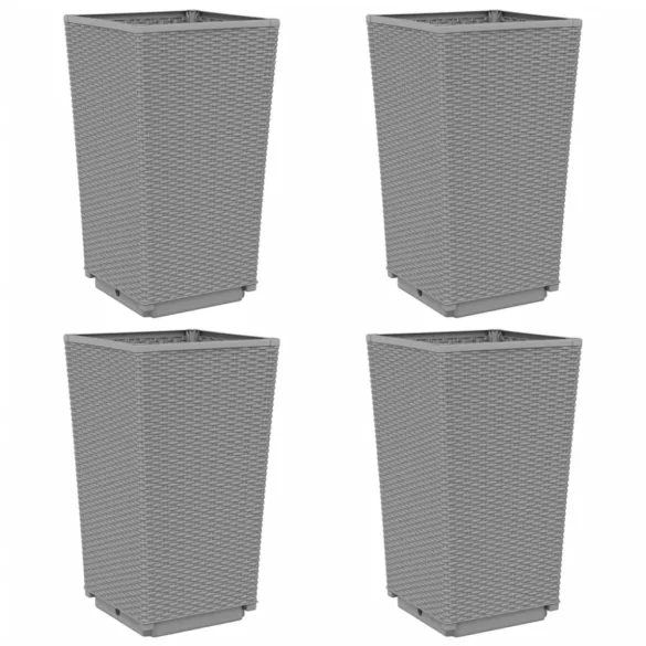 4 db világosszürke polipropilén kerti virágláda 32,5x32,5x57 cm