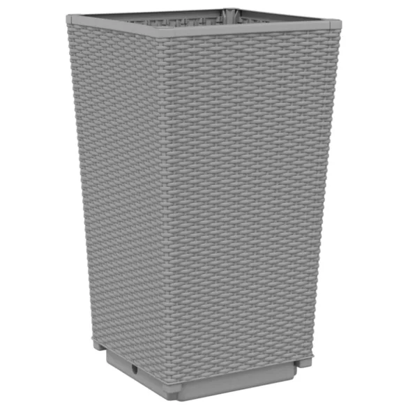 4 db világosszürke polipropilén kerti virágláda 32,5x32,5x57 cm