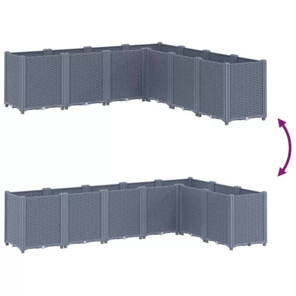 kékszürke polipropilén kerti ültetőláda 160 x 160 x 53 cm