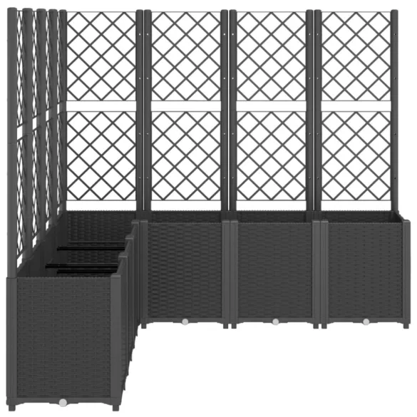 fekete polipropilén rácsos kerti ültetőláda 160 x 160 x 140 cm