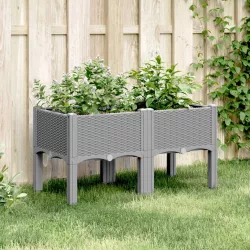   világosszürke PP rácsos kerti ültetőláda 80 x 40 x 42 cm