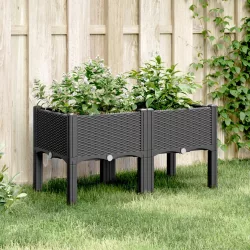 fekete PP rácsos kerti ültetőláda 80 x 40 x 42 cm