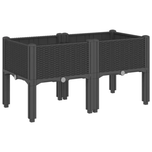 fekete PP rácsos kerti ültetőláda 80 x 40 x 42 cm