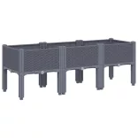 kékszürke PP rácsos kerti ültetőláda 120 x 40 x 42 cm
