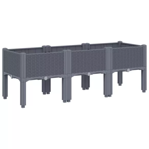 kékszürke PP rácsos kerti ültetőláda 120 x 40 x 42 cm