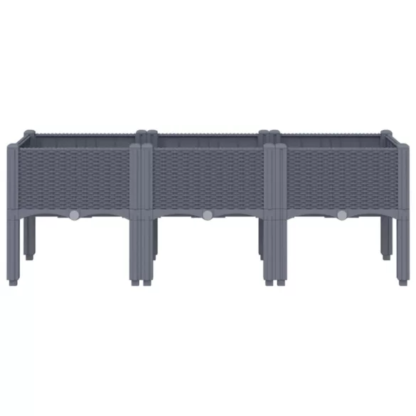 kékszürke PP rácsos kerti ültetőláda 120 x 40 x 42 cm