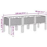 kékszürke PP rácsos kerti ültetőláda 120 x 40 x 42 cm