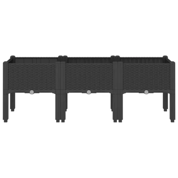 fekete PP rácsos kerti ültetőláda 120 x 40 x 42 cm