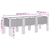 fekete PP rácsos kerti ültetőláda 120 x 40 x 42 cm