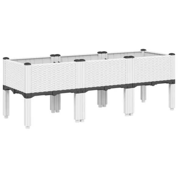 fehér PP rácsos kerti ültetőláda 120 x 40 x 42 cm