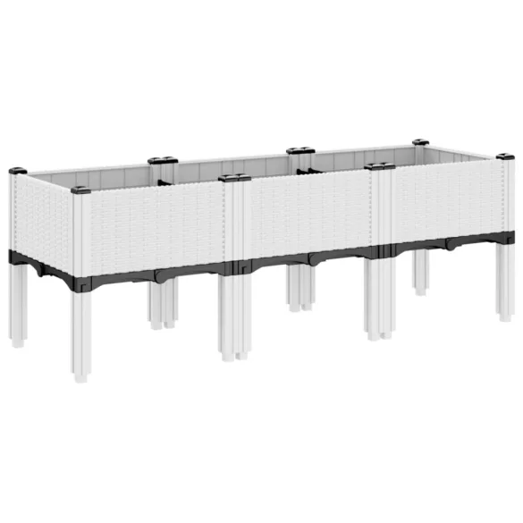 fehér PP rácsos kerti ültetőláda 120 x 40 x 42 cm