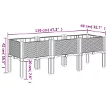 fehér PP rácsos kerti ültetőláda 120 x 40 x 42 cm