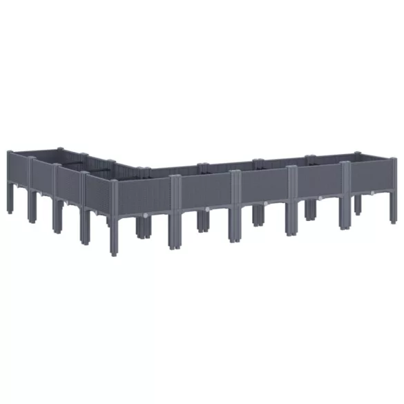 kékszürke PP rácsos kerti ültetőláda 200 x 160 x 42 cm