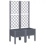 kékszürke PP rácsos kerti ültetőláda 80 x 40 x 142 cm