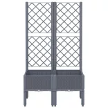 kékszürke PP rácsos kerti ültetőláda 80 x 40 x 142 cm