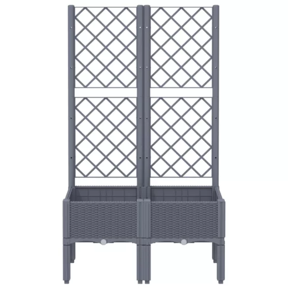 kékszürke PP rácsos kerti ültetőláda 80 x 40 x 142 cm