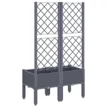kékszürke PP rácsos kerti ültetőláda 80 x 40 x 142 cm