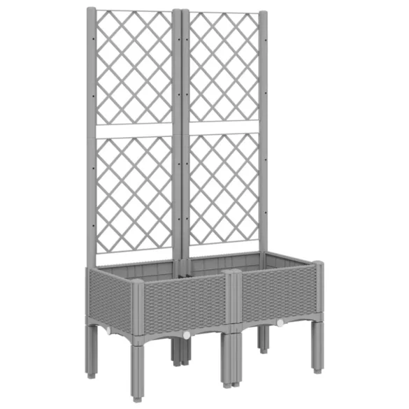 világosszürke PP rácsos kerti ültetőláda 80 x 40 x 142 cm
