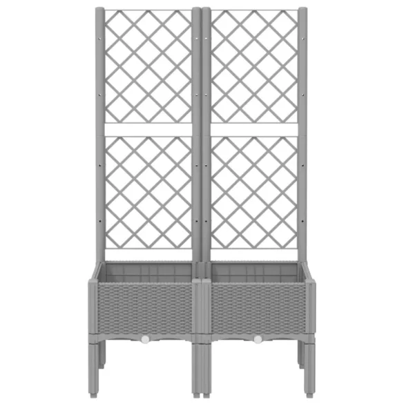 világosszürke PP rácsos kerti ültetőláda 80 x 40 x 142 cm