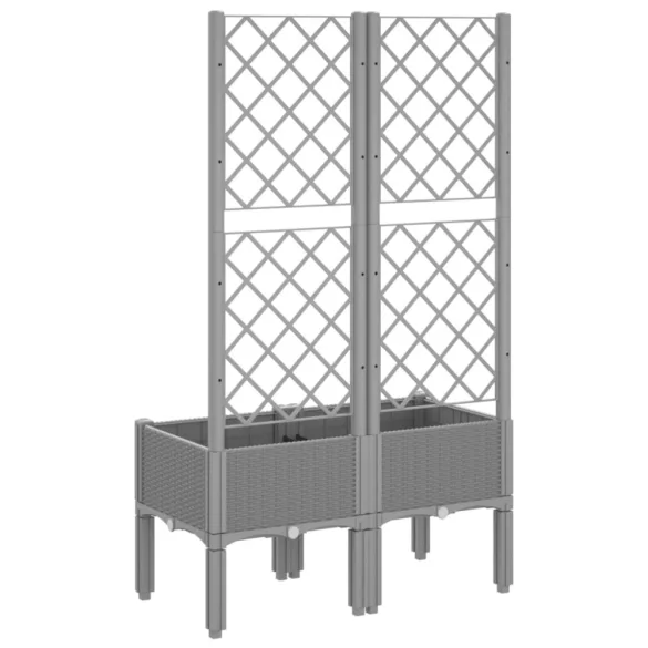 világosszürke PP rácsos kerti ültetőláda 80 x 40 x 142 cm