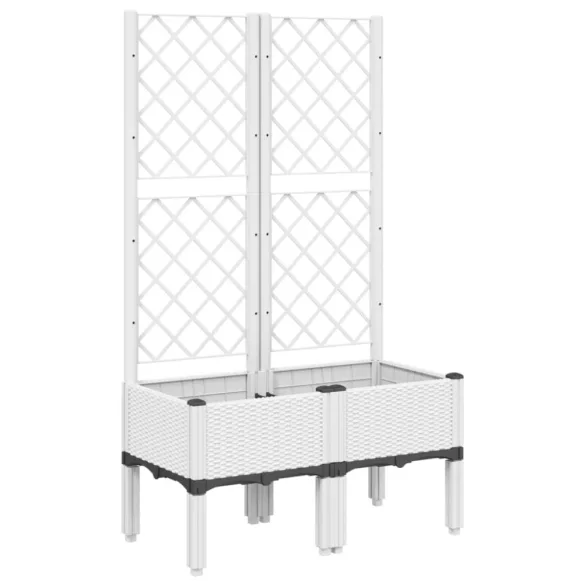 fehér PP rácsos kerti ültetőláda 80 x 40 x 142 cm