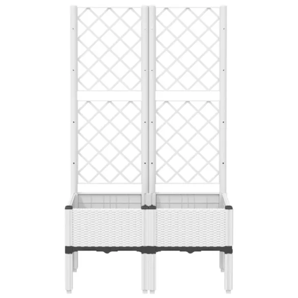 fehér PP rácsos kerti ültetőláda 80 x 40 x 142 cm