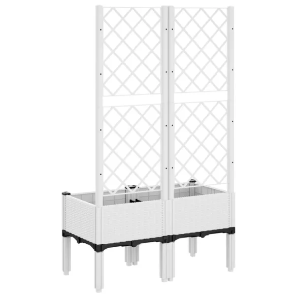 fehér PP rácsos kerti ültetőláda 80 x 40 x 142 cm