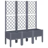 kékszürke PP rácsos kerti ültetőláda 120 x 40 x 142 cm