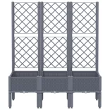 kékszürke PP rácsos kerti ültetőláda 120 x 40 x 142 cm