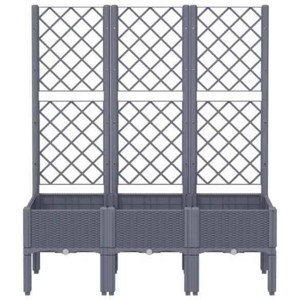 kékszürke PP rácsos kerti ültetőláda 120 x 40 x 142 cm