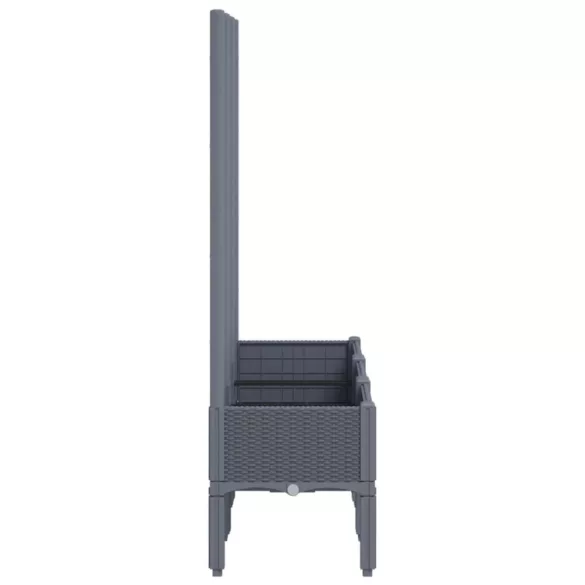 kékszürke PP rácsos kerti ültetőláda 120 x 40 x 142 cm