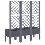 kékszürke PP rácsos kerti ültetőláda 120 x 40 x 142 cm