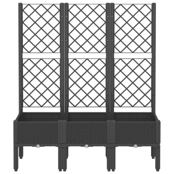 fekete polipropilén rácsos kerti ültetőláda 120 x 40 x 142 cm