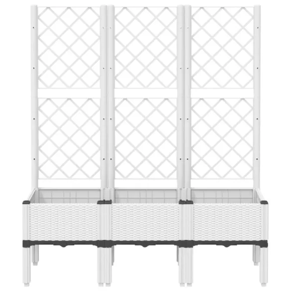 fehér polipropilén rácsos kerti ültetőláda 120 x 40 x 142 cm