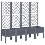 kékszürke PP rácsos kerti ültetőláda 160 x 40 x 142 cm